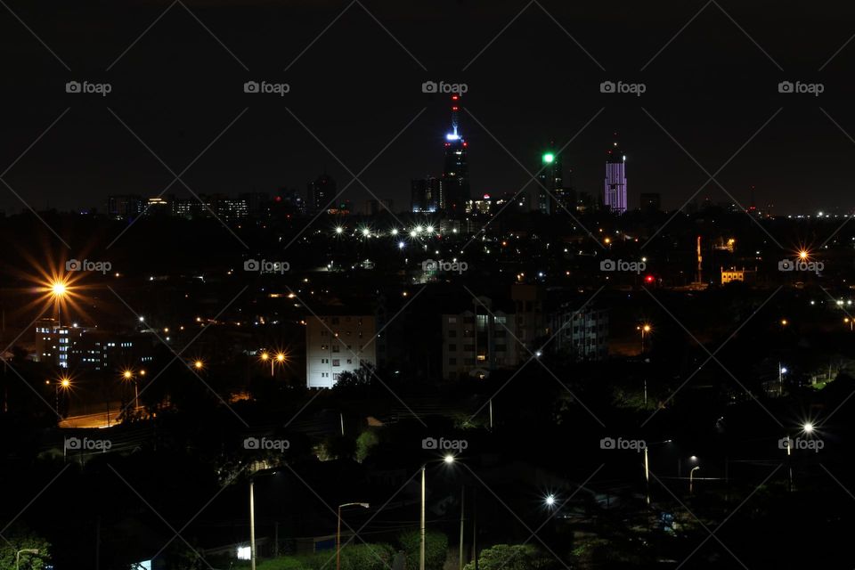 Night shot of Upperhill, Nairobi 
