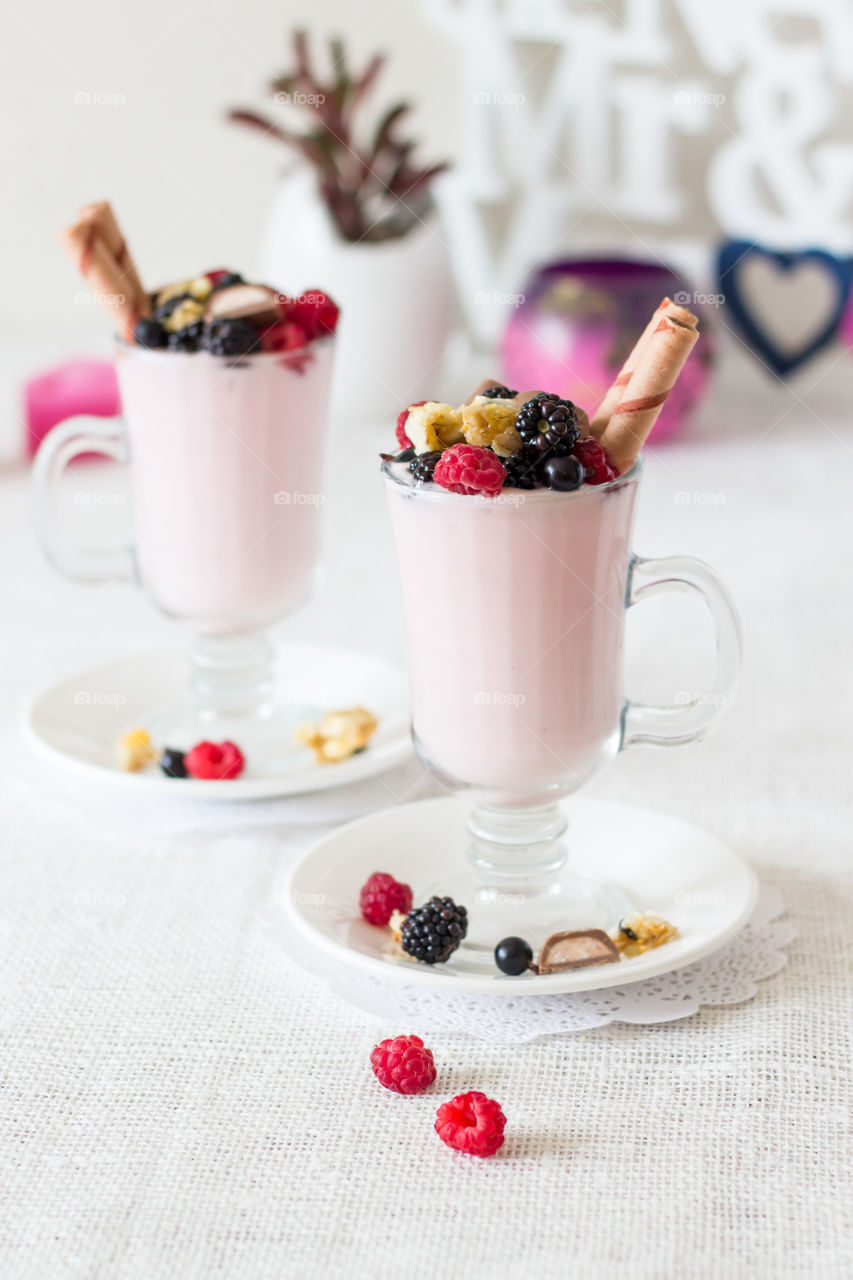 Delicious breakfast with berries