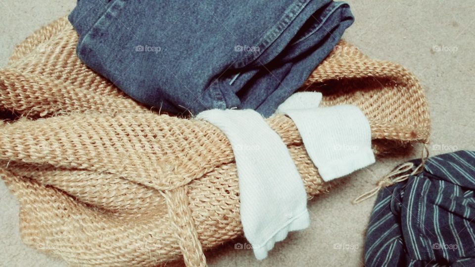 laundry basket and clothes