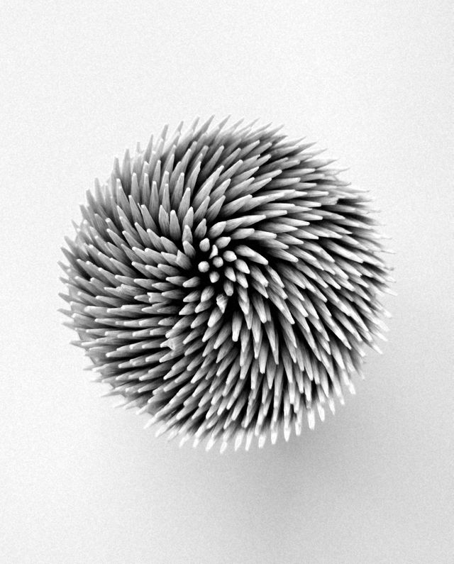 Black and white photography. Minimalism in photography. Toothpicks. A circle.