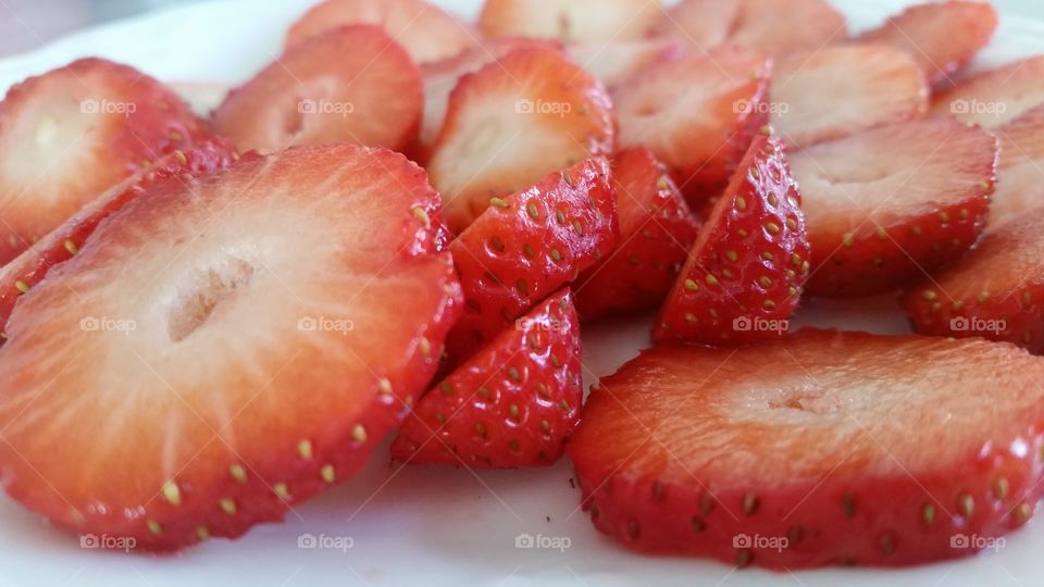 Close-up of strawberry slices