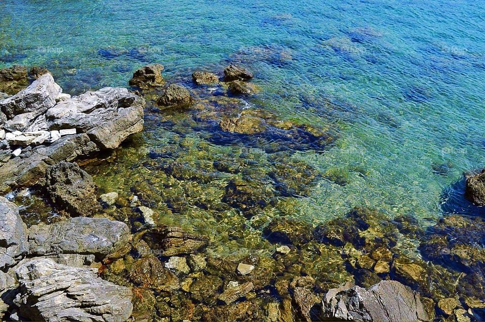 Clearest blue water ever seen on the shore of Budva in Montenegro. Great summer destination for sea lovers 
