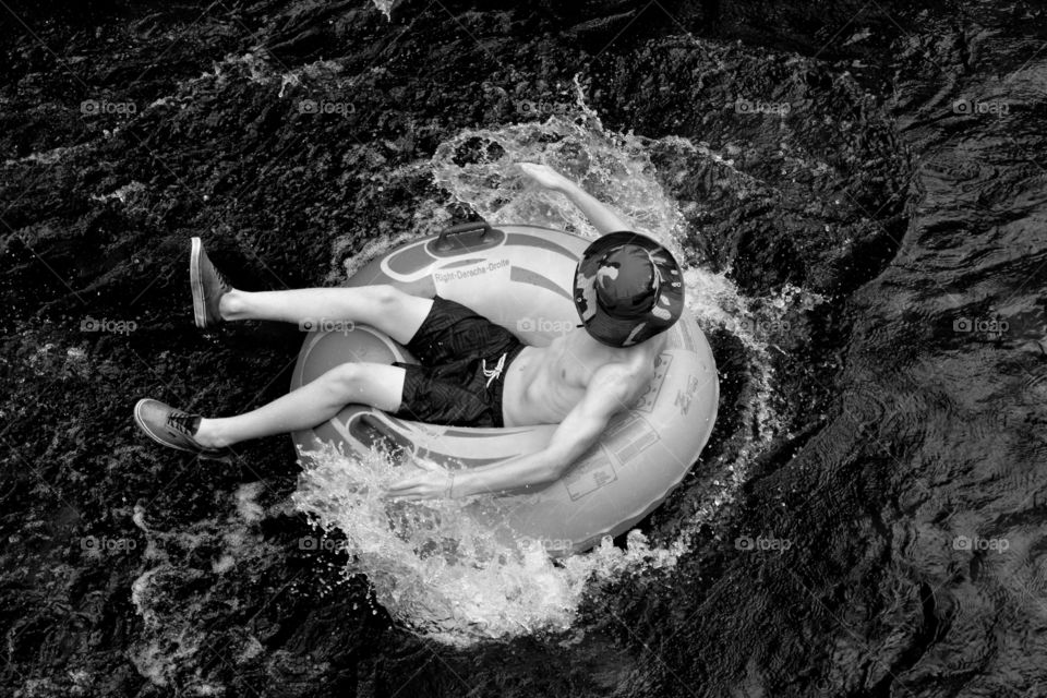 Floating down the river in black and white. 