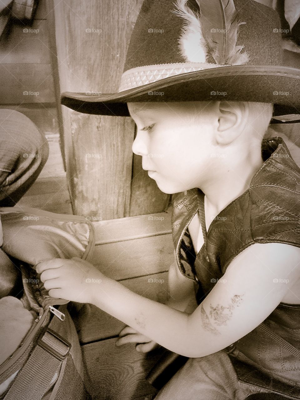 Boy. A cute boy in cowboy hat