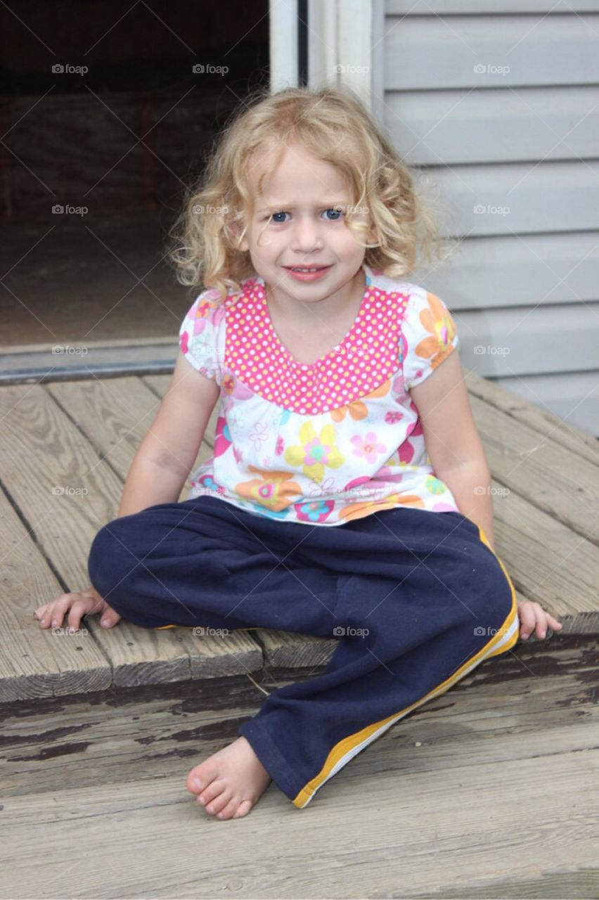 Curly little country girl. 