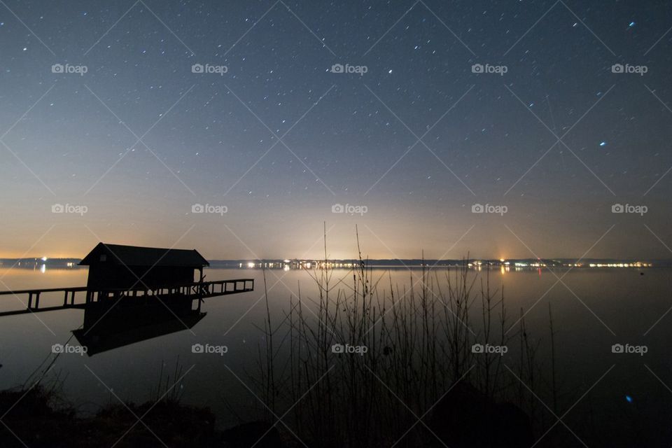 View of a lake at night