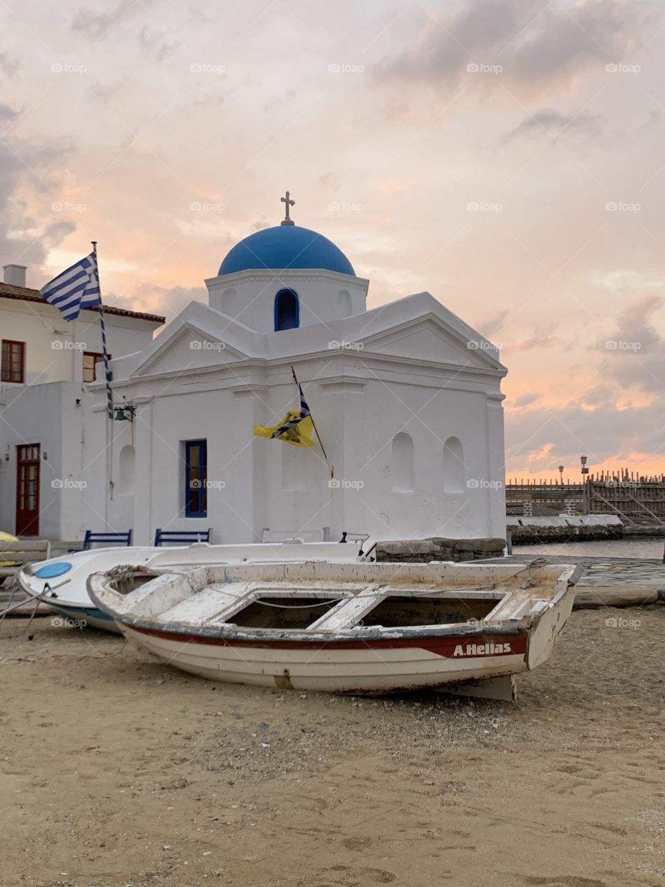 Mykonos beached boat
