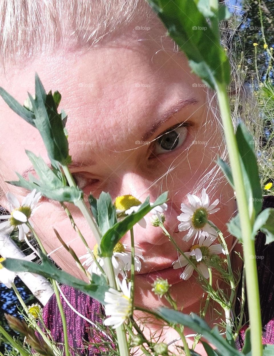 portrait with flowers