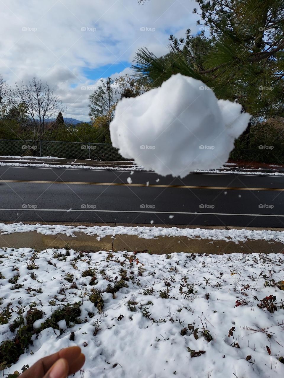 winter is here throwing a snowball