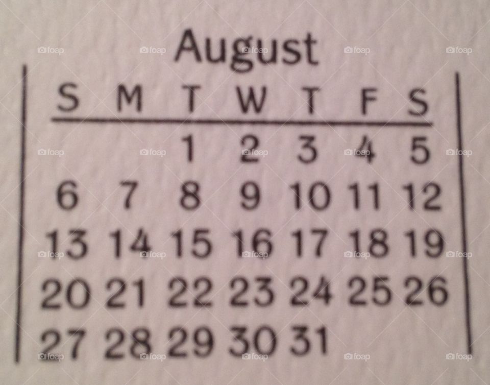 August 2017 dates
