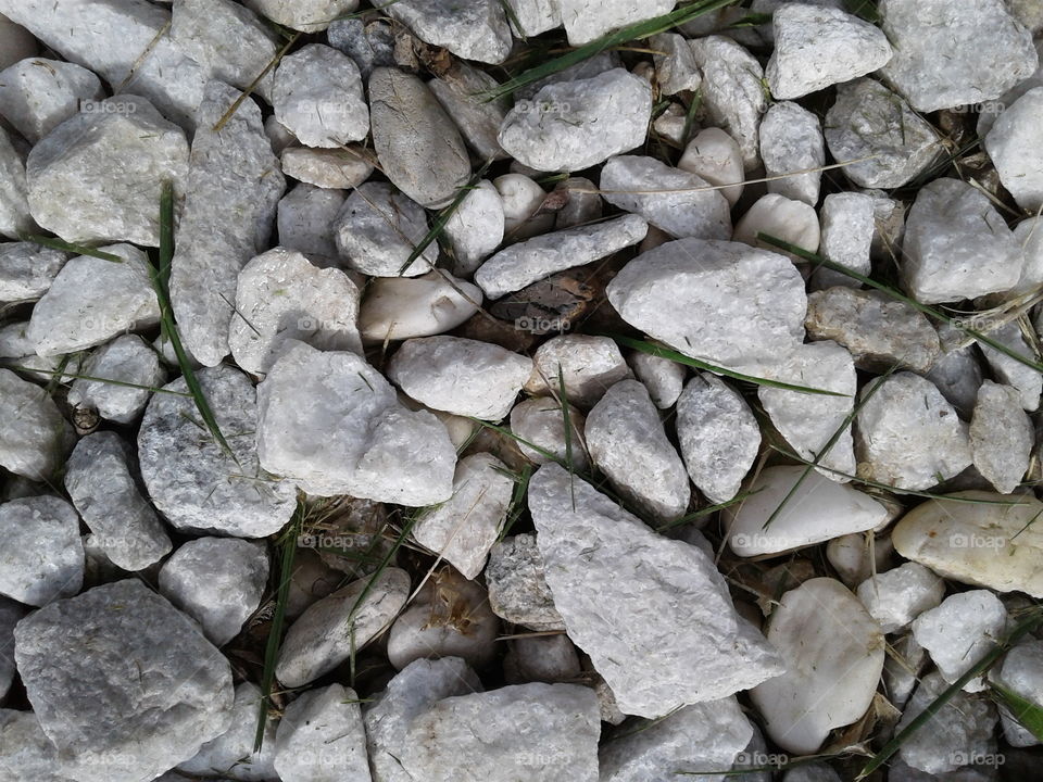 gravel trail, white closeup stones
