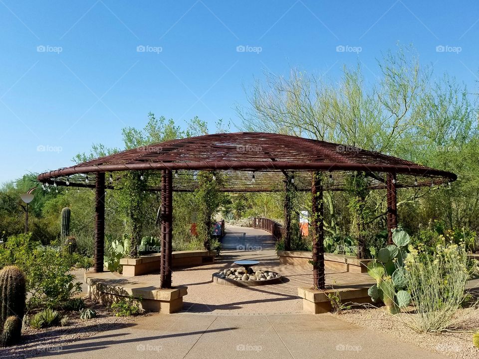 Gazebo in a desert botanical garden