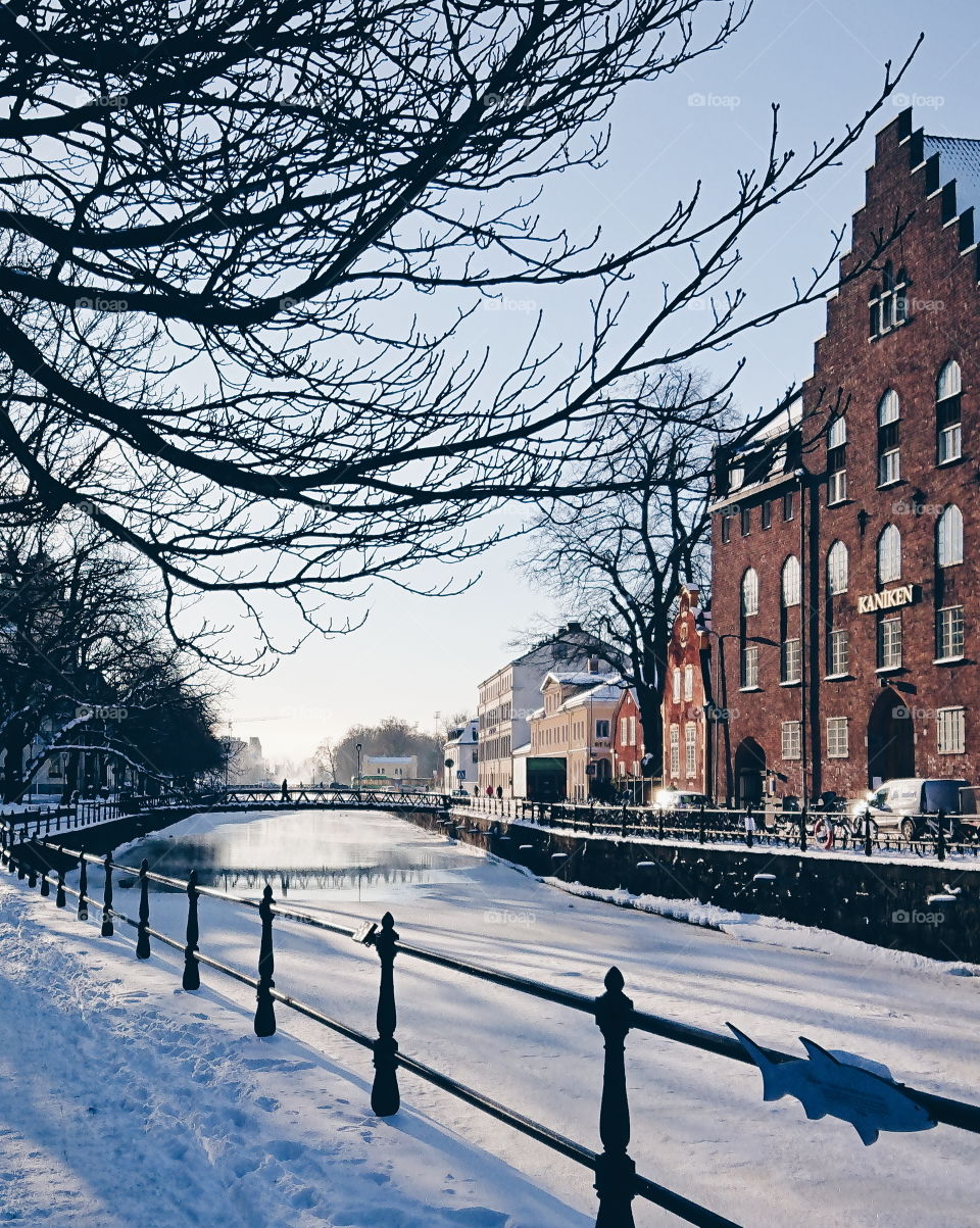 Downstream Fyrisån in central Uppsala