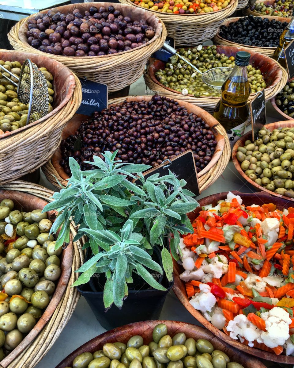 Olives in market in France 