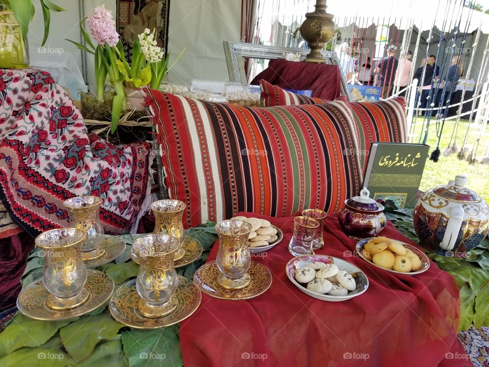 Tea cups and cookies