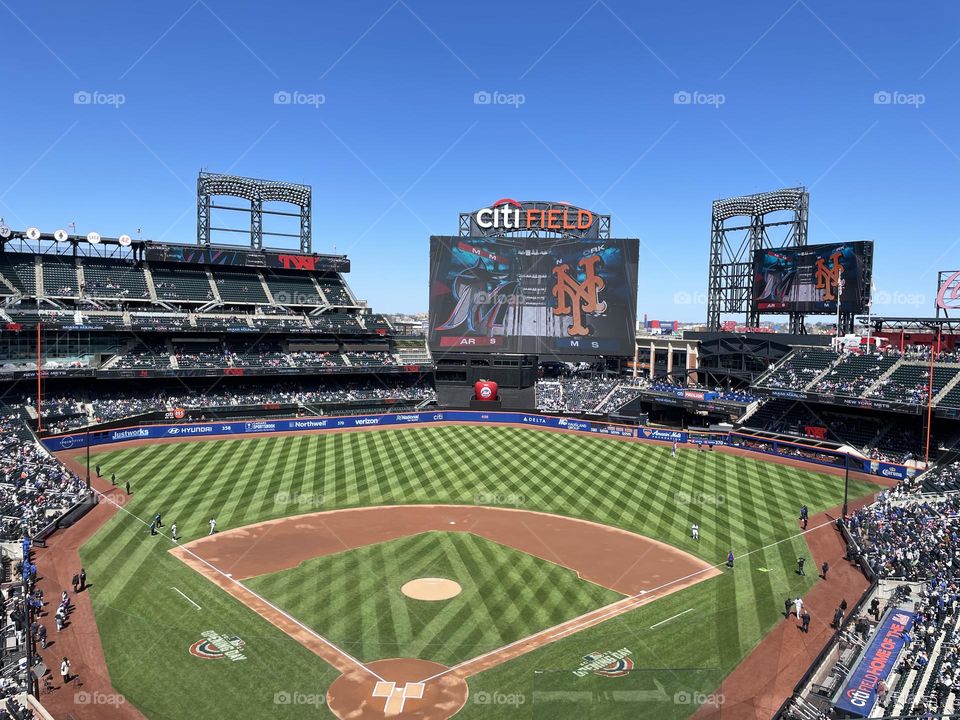 Major league, baseball, Springtime game at the ball park city field New York Mets