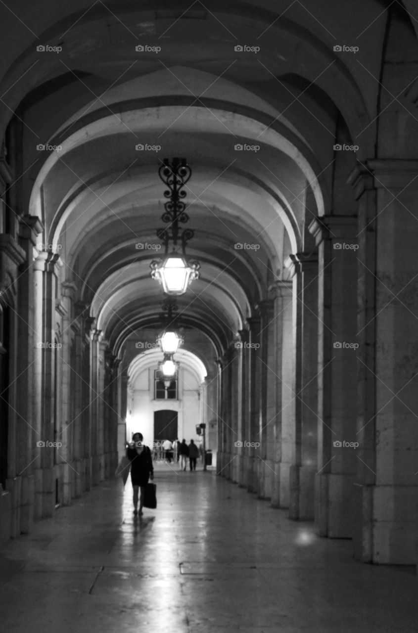 Lisbon by night. Gallery in Lisbon