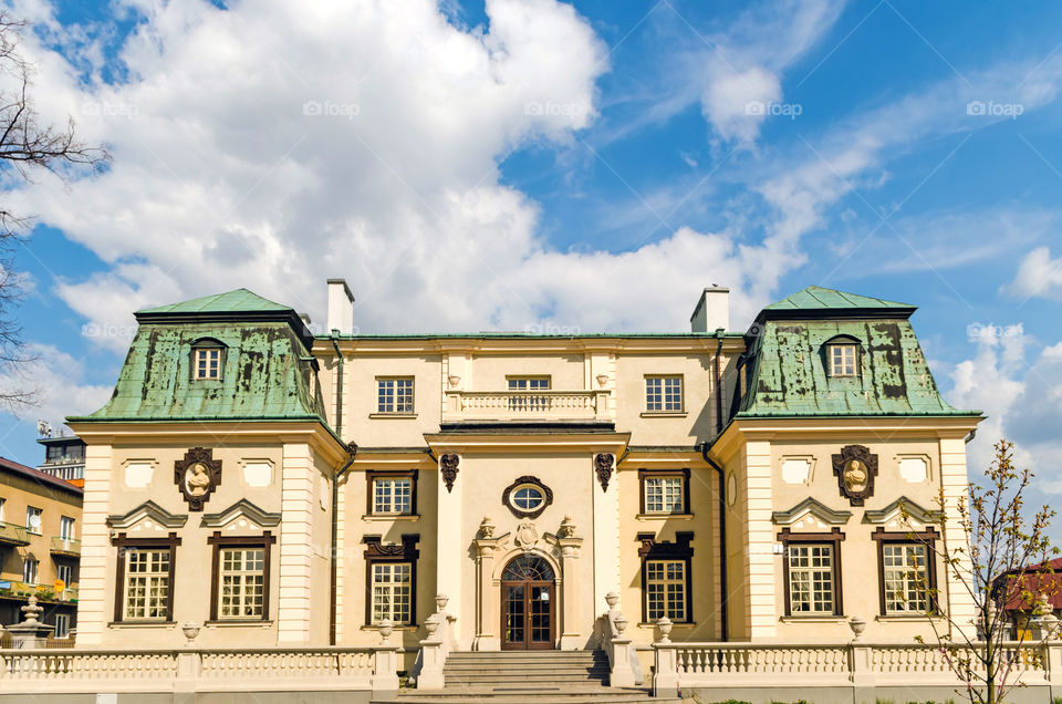 Low angle view of the summer palace of the Lubomirski family in Rzeszów.