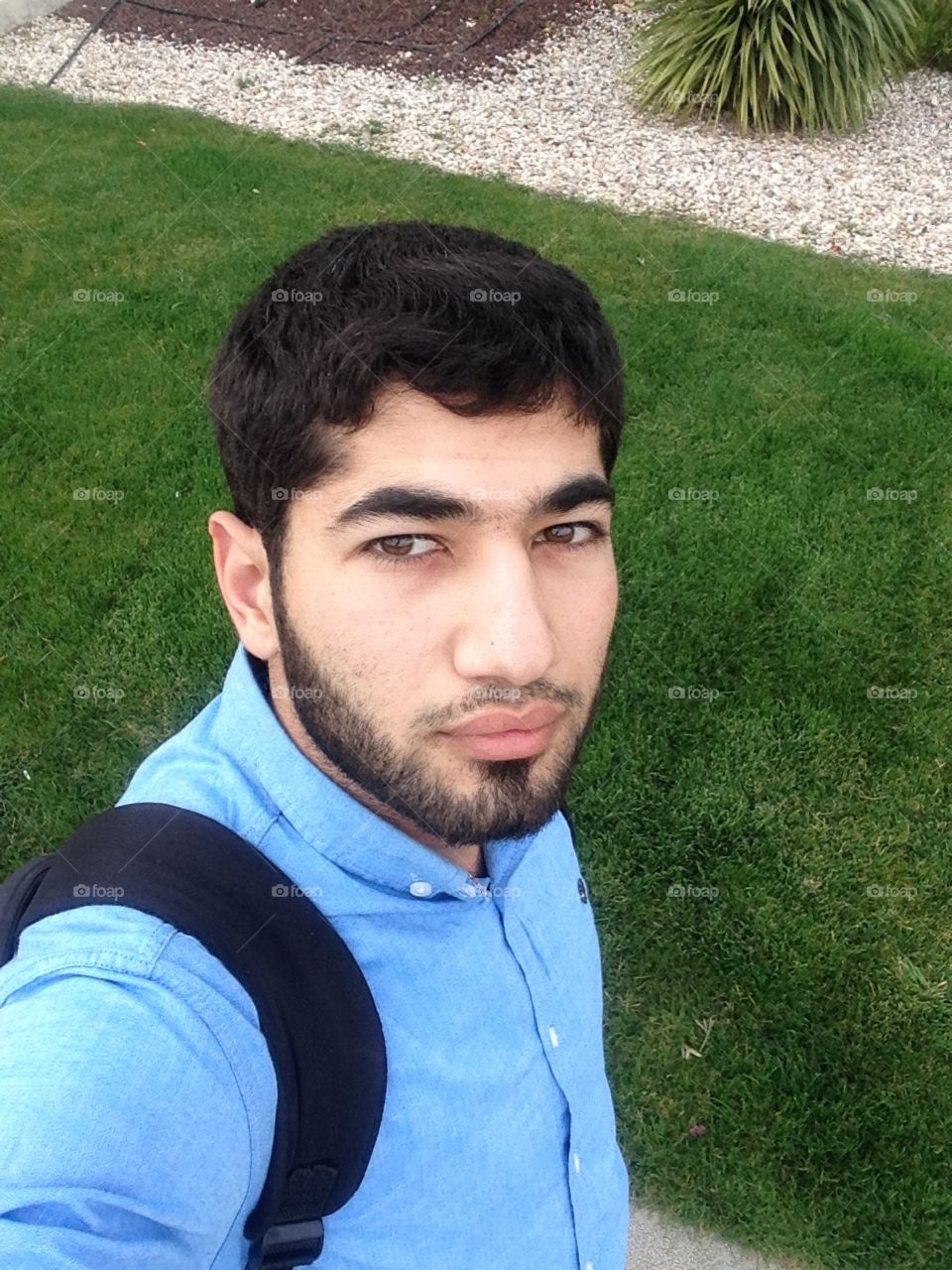 Selfie and grass behind 