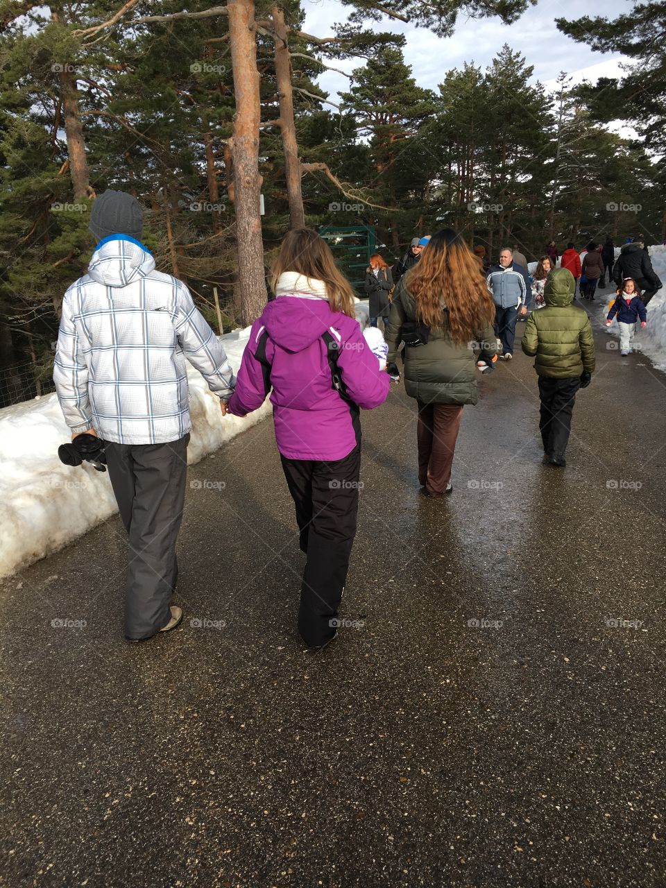 People walking in the snow mountain 