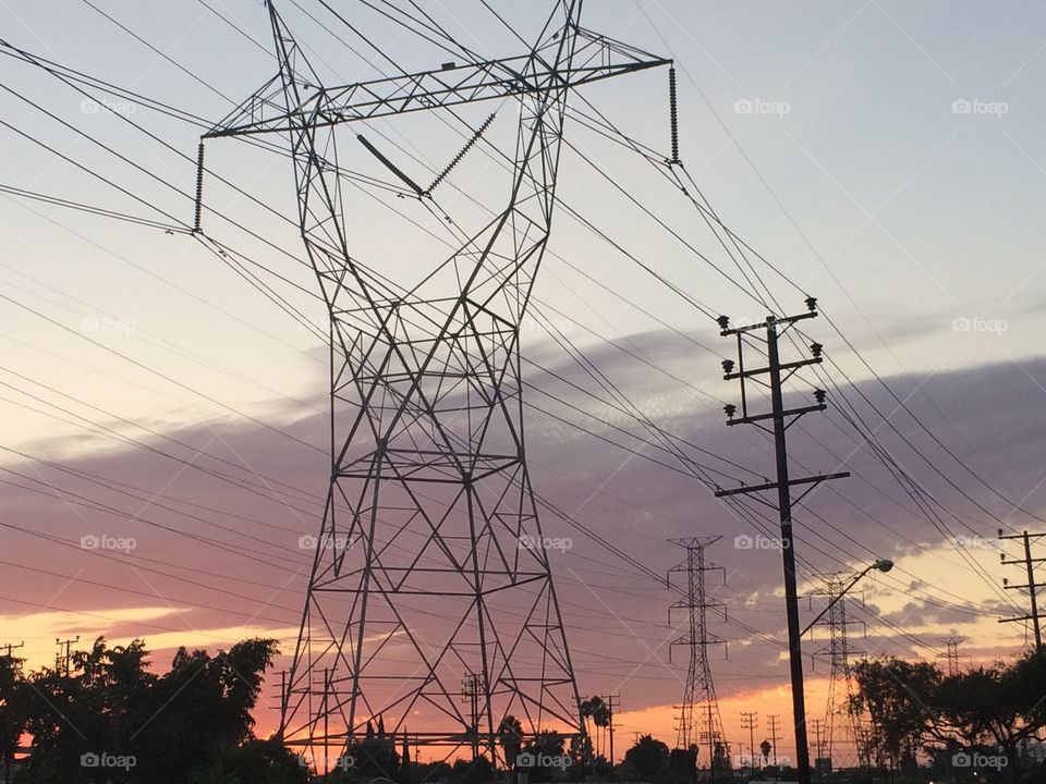Power lines sunset 