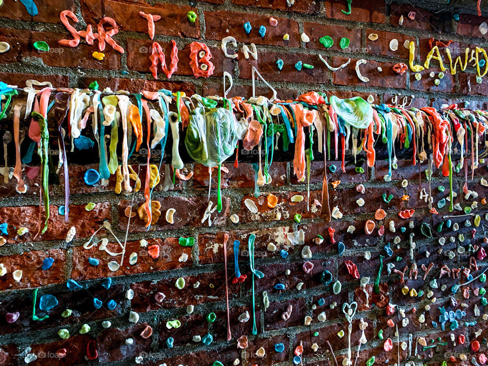Seattle gum wall. A sticky mess filled with germs.  Sounds a lot like 2020. 