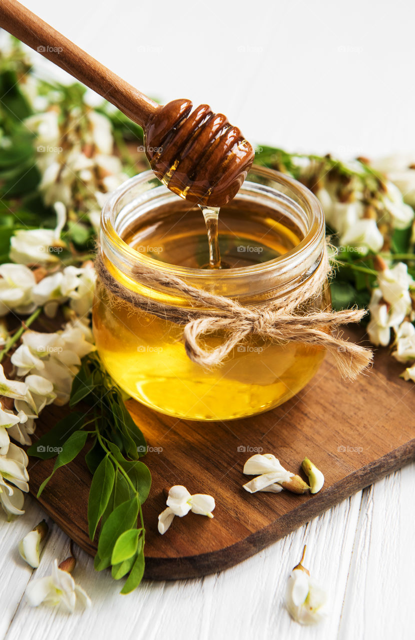 Honey and acacia flowers 