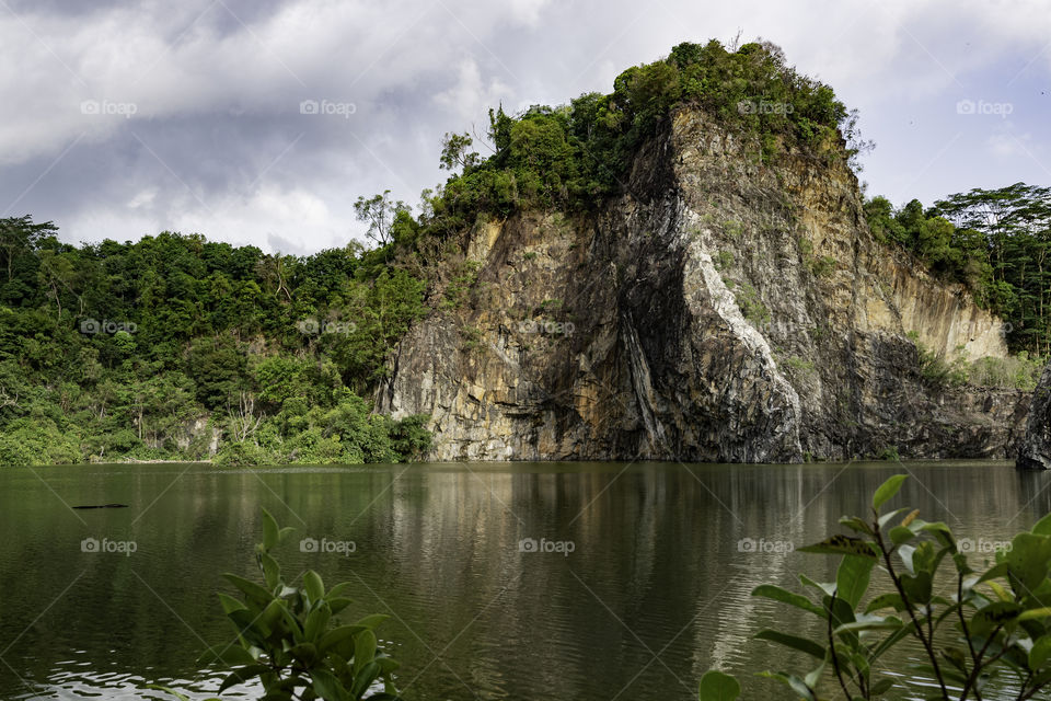 beautiful scenery by the lake in Singapore