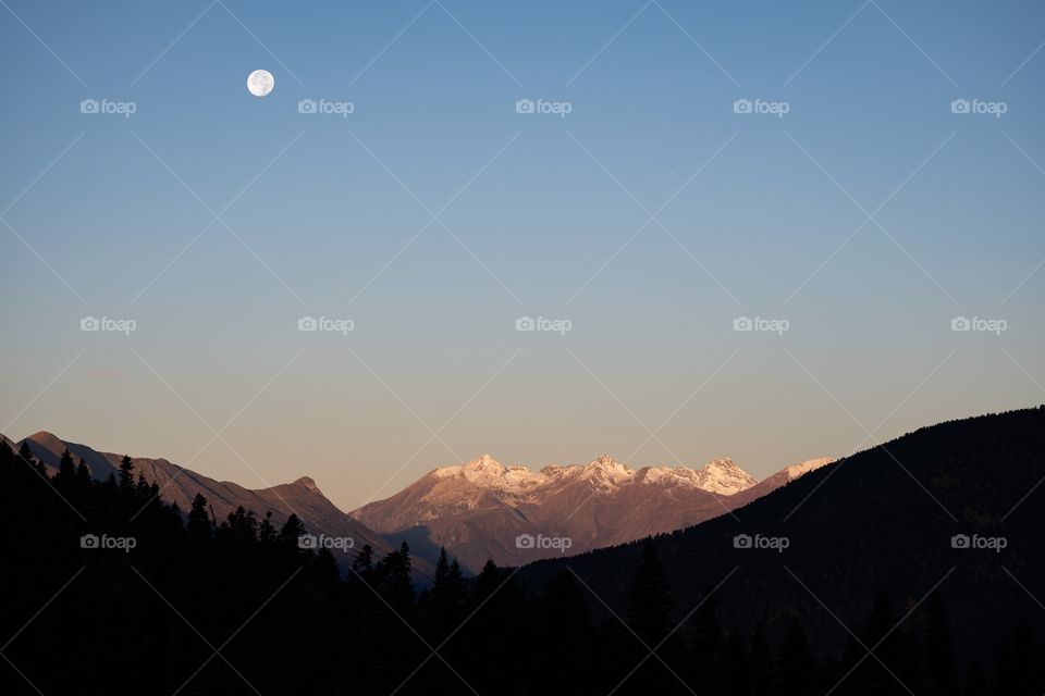 Beautiful scene of moon over sky in Georgia 