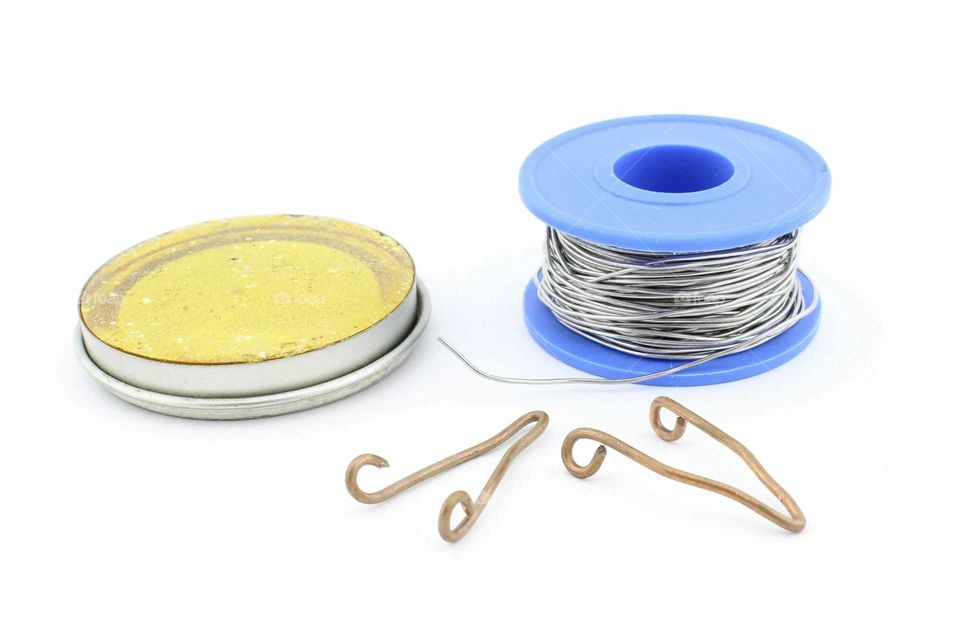 Soldering tools on white background