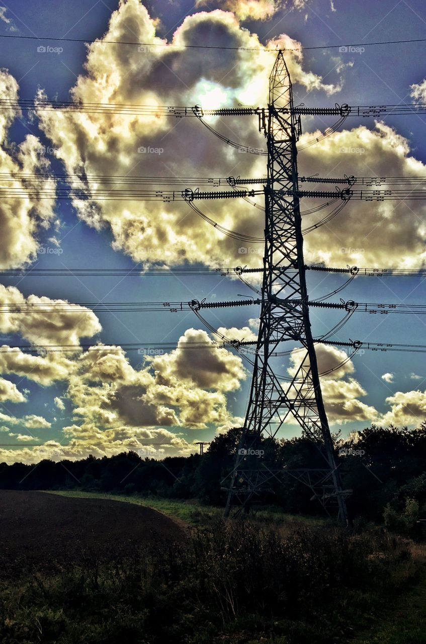 Late summer sky with pylon