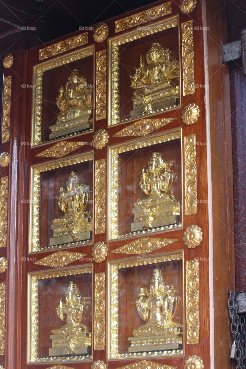 Gilded doors at temple Luang Prabang Laos - January 2016