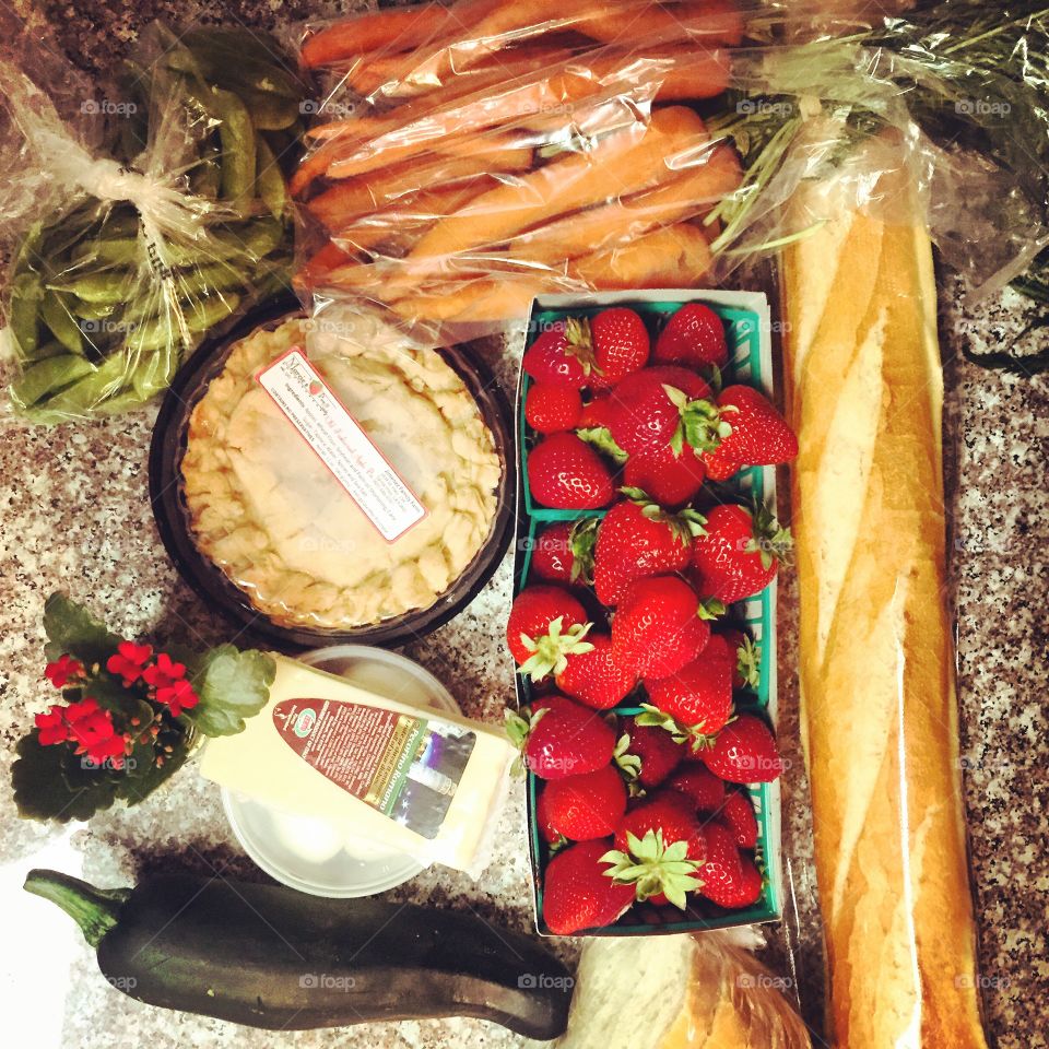 Farmers market. The great haul I brought in from a trip to the local farmers market