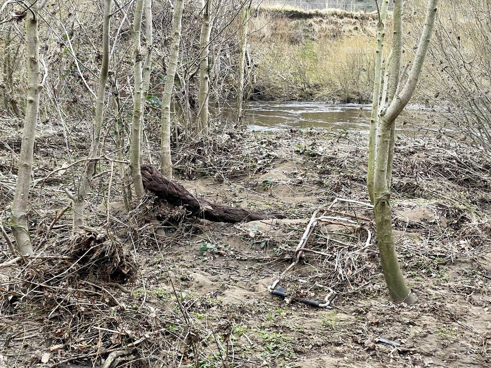 After the storm/flood … river water has now subsided but shows the power of water and the devastation it caused in its wake 