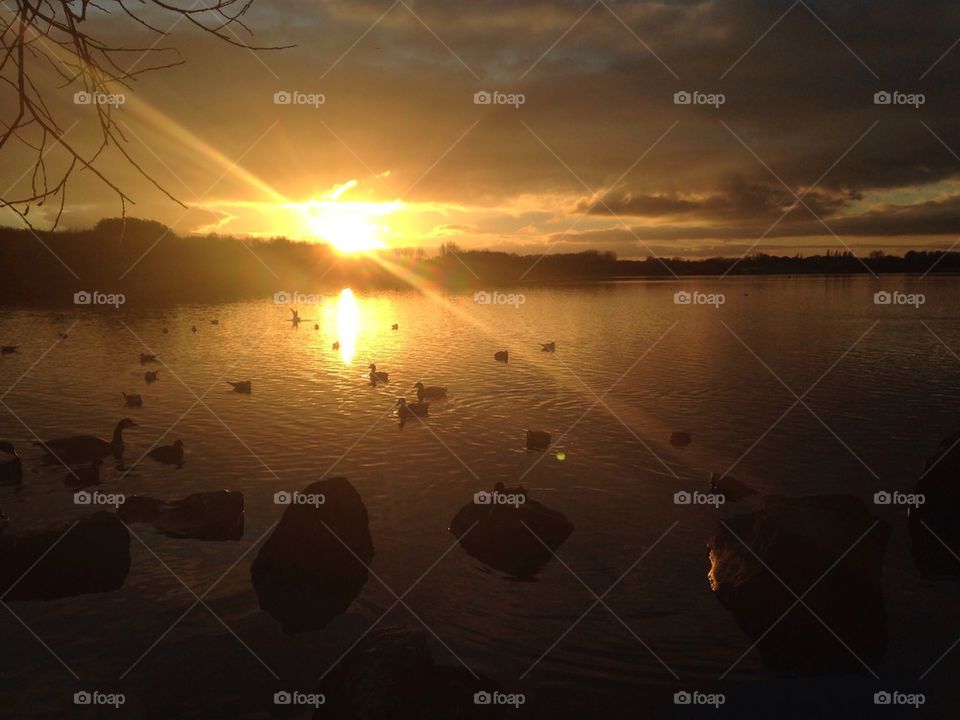 Pennington flash country park over the lake