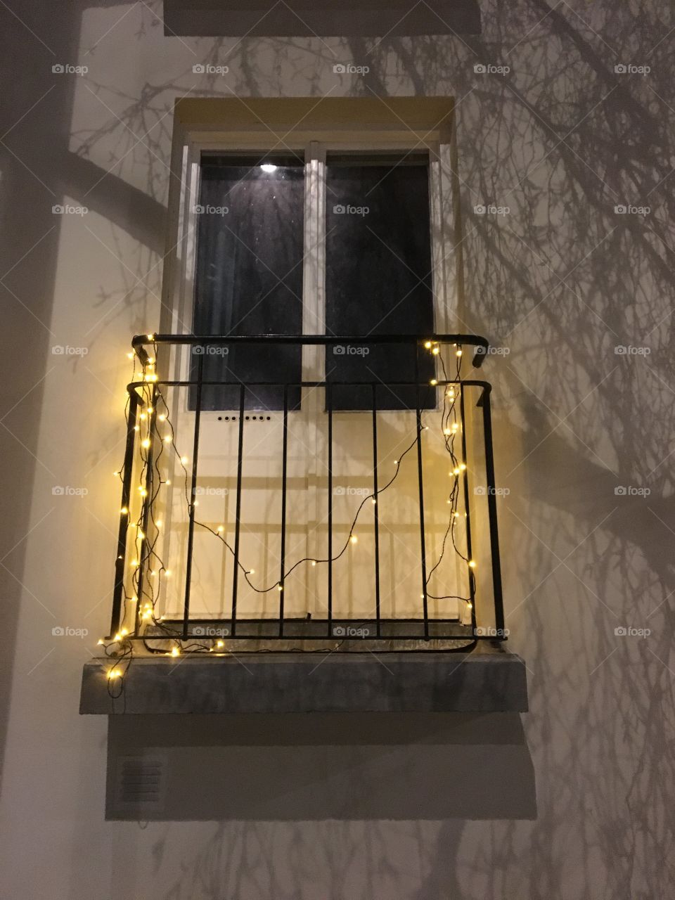 French balcony and lights