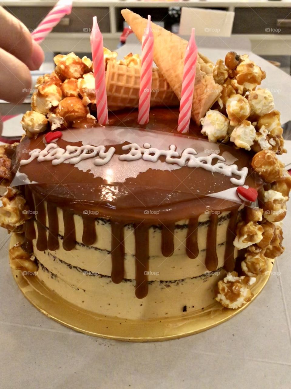 Popcorn birthday cake 
