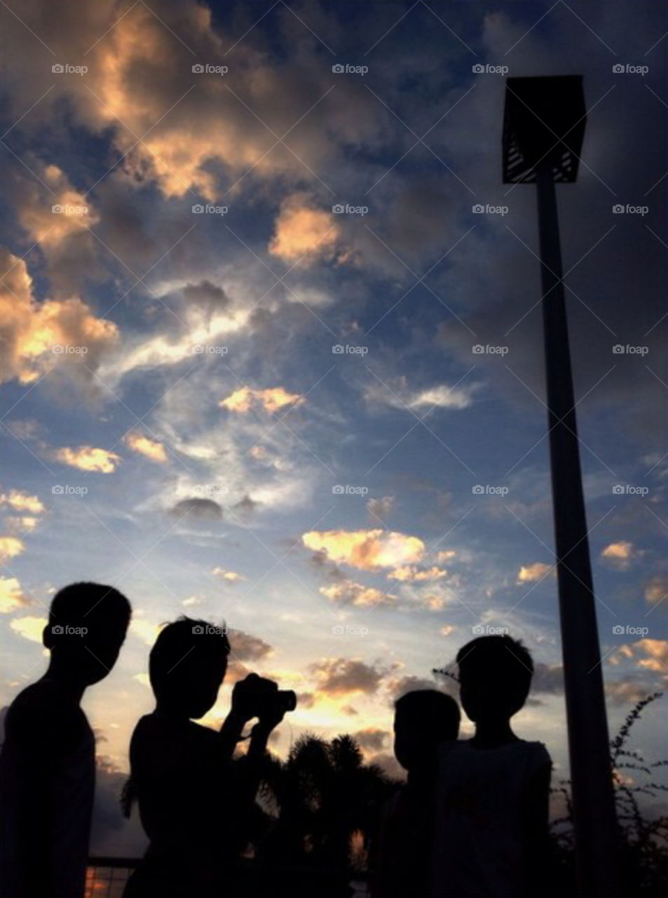 silhouette and blue sky