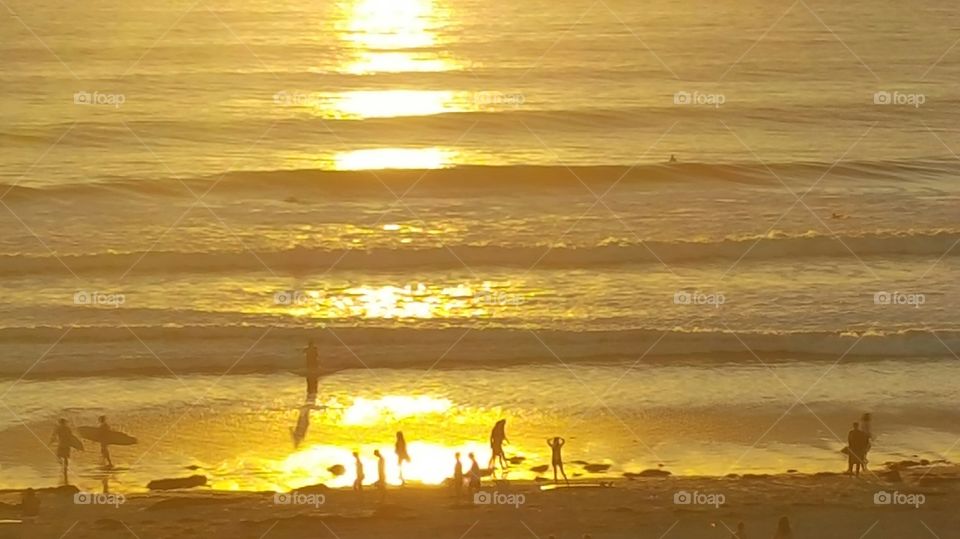golden waves. California sunset