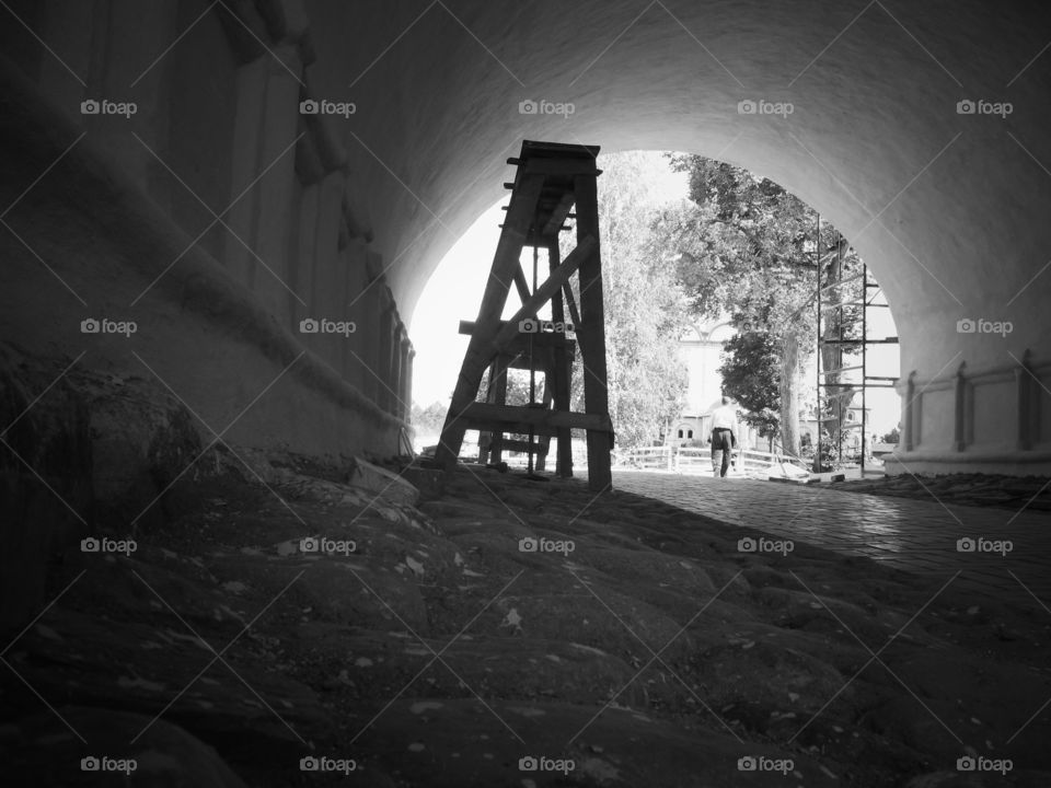 Tunnel with a ladder in Saint-Petersburg, Russia