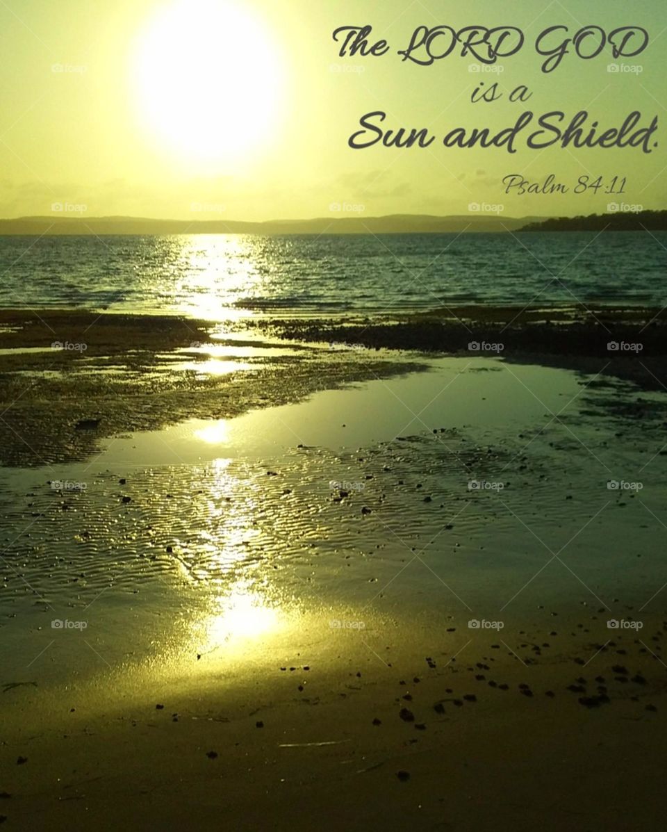 Sunrise at the Beach with Bible verse