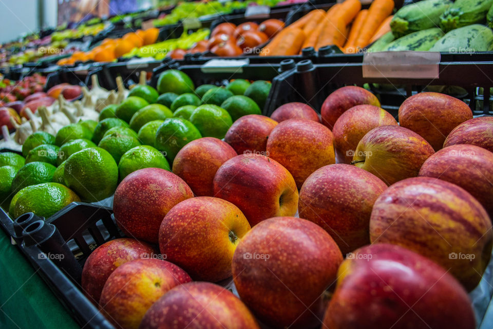 Apples and fruits at organic fair