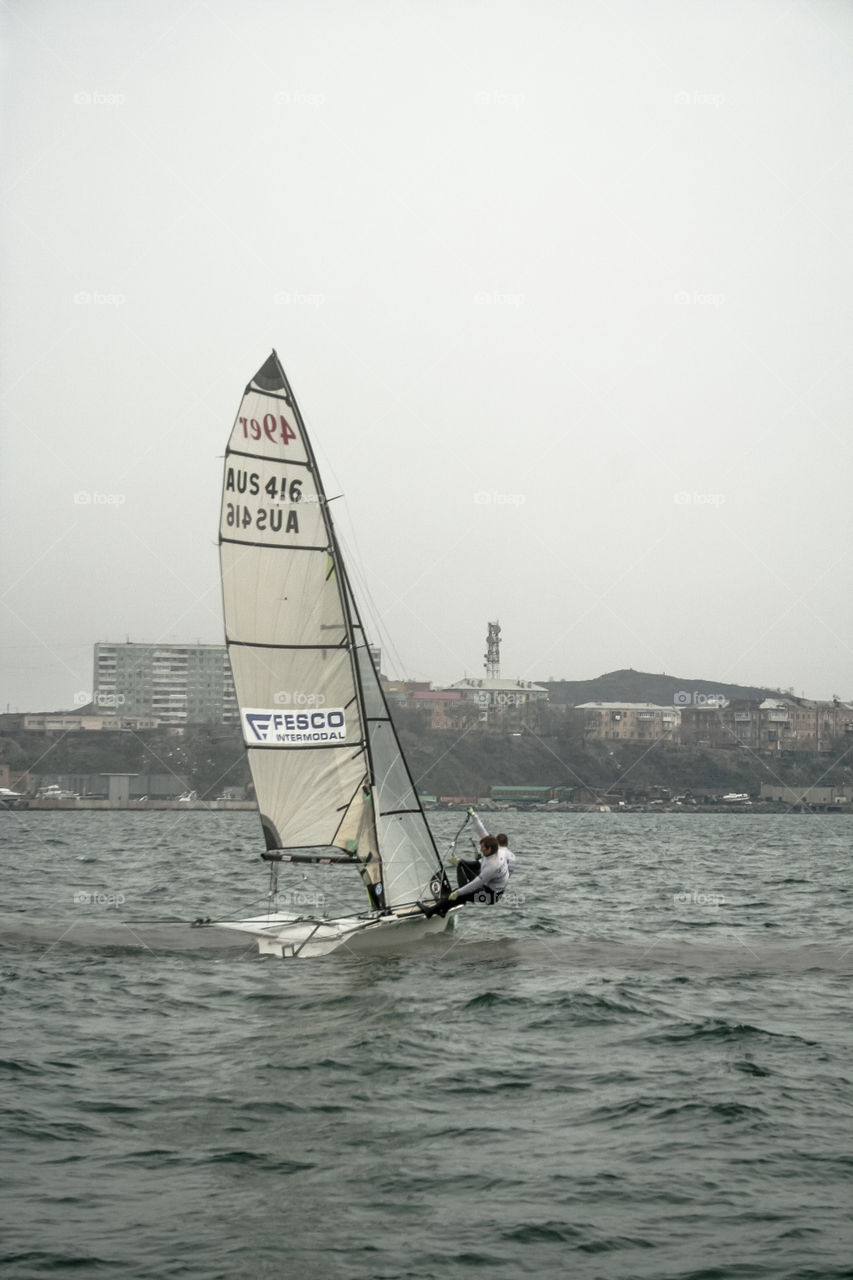 The sport sailing by windy May Day