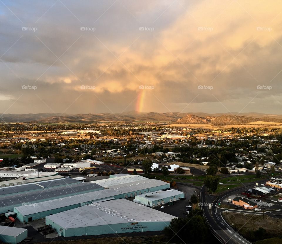 A rainbow brings on the calm evening after the storm in Prineville in Central Oregon. 