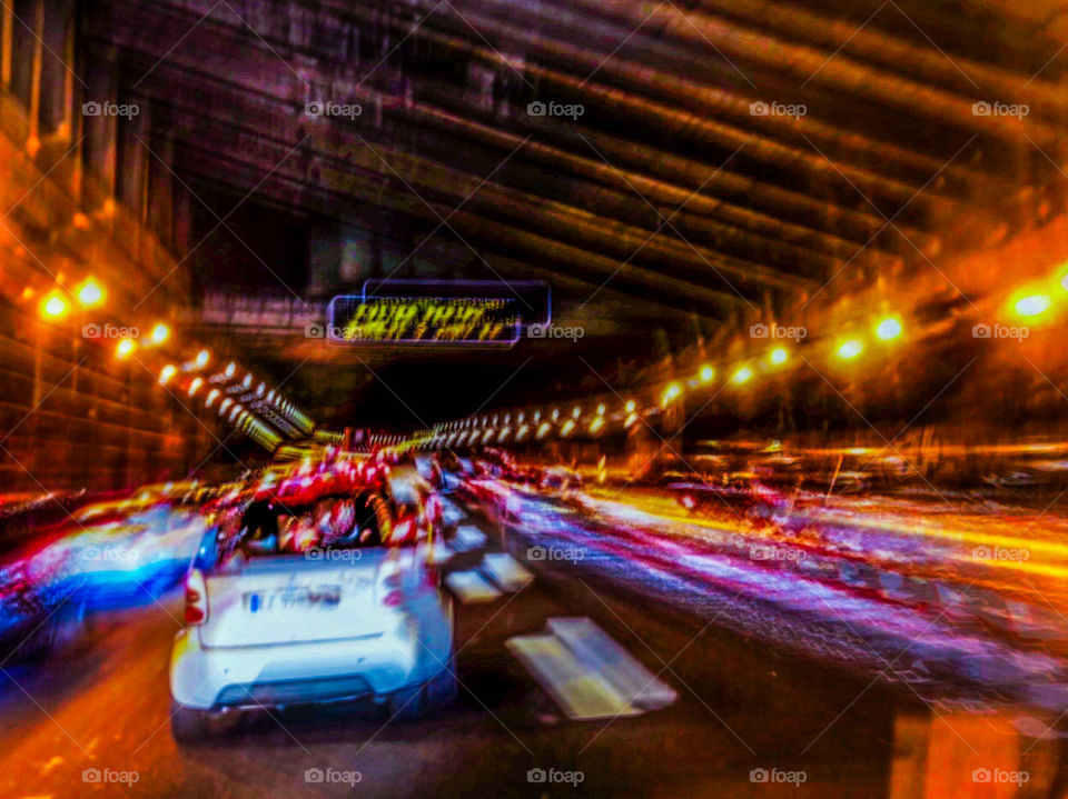 Roissy-en-France, Paris. A blurring and confusing scene in an underpass near Paris