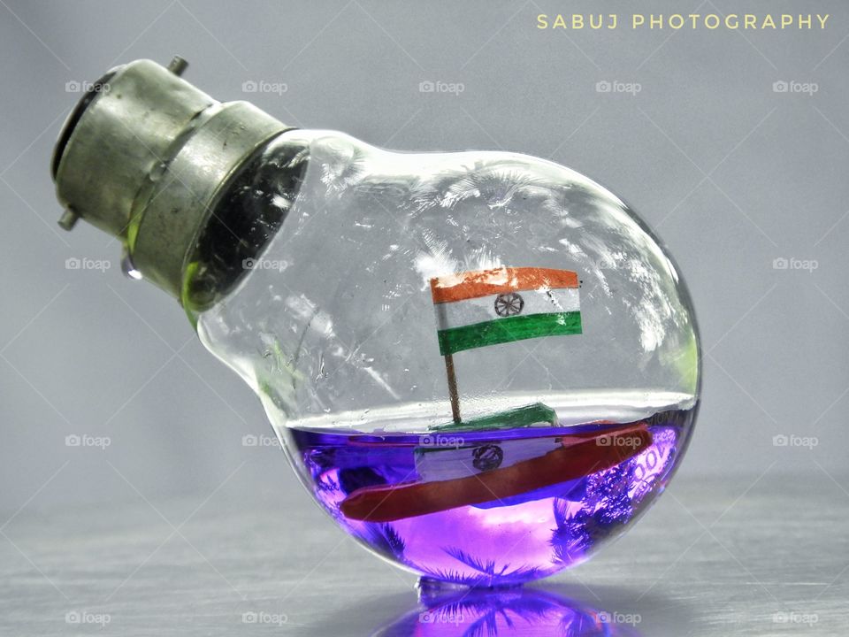 Indian flag inside lamp