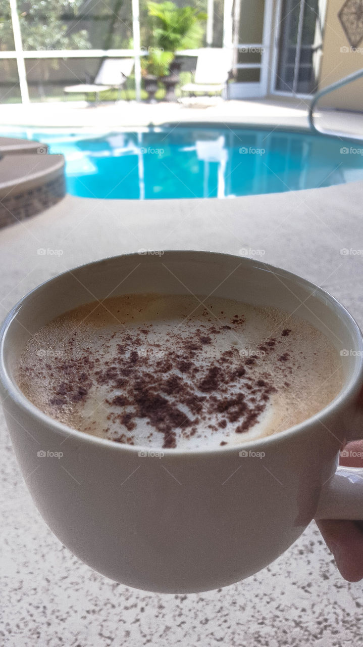 Morning coffee at the pool