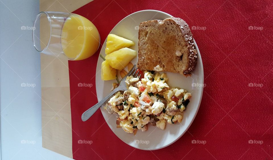 breakfast. scrambled eggs