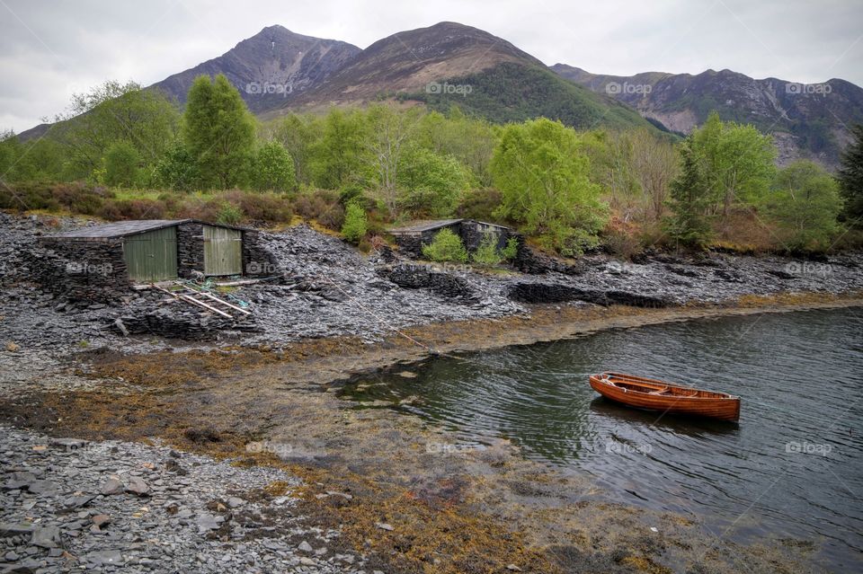 Boat sheds in ballichulish Scotland 