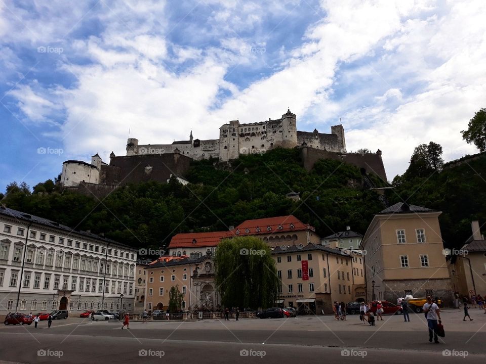 Castle and modern city in one place